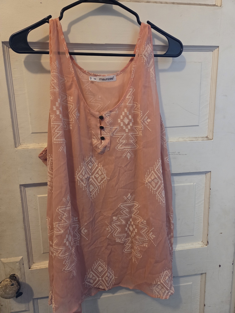 Maurices Peach Embroidered Tank Top